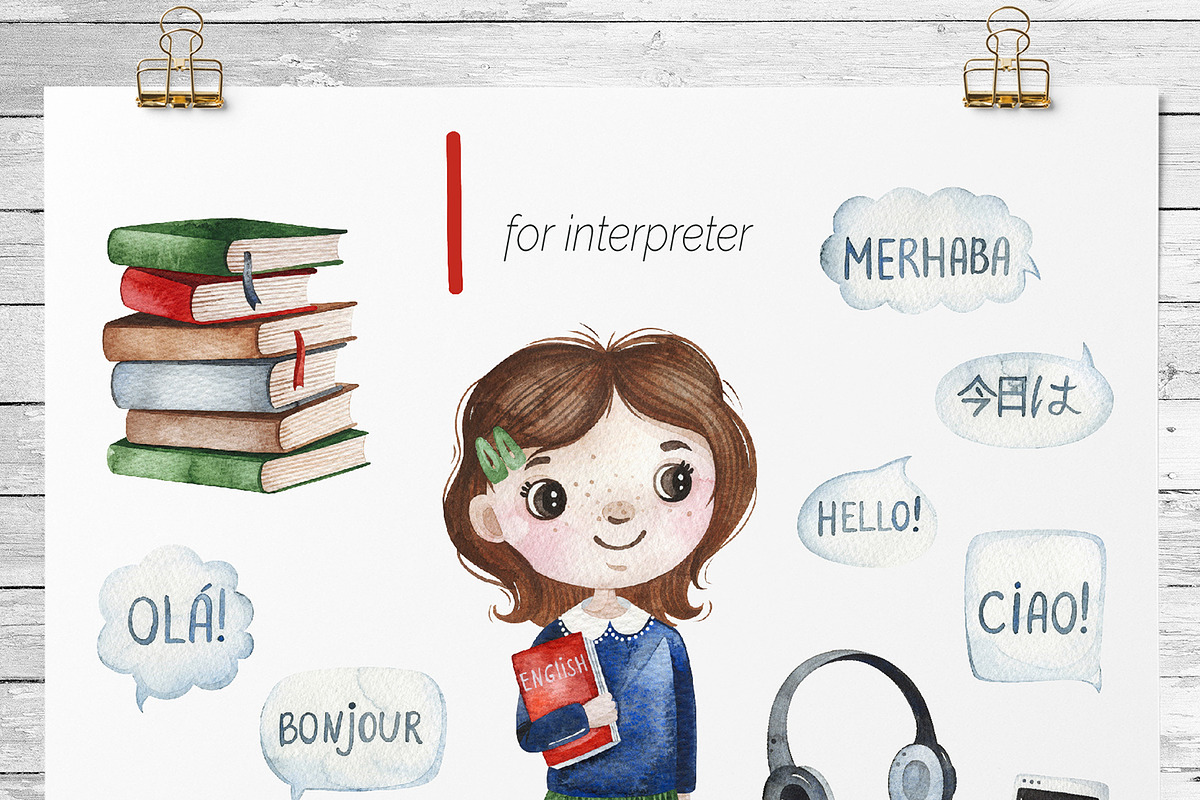 Cute Alphabet Professions. Part 1, an Object Graphic by Kate_Rina (Photo 14 of 21)