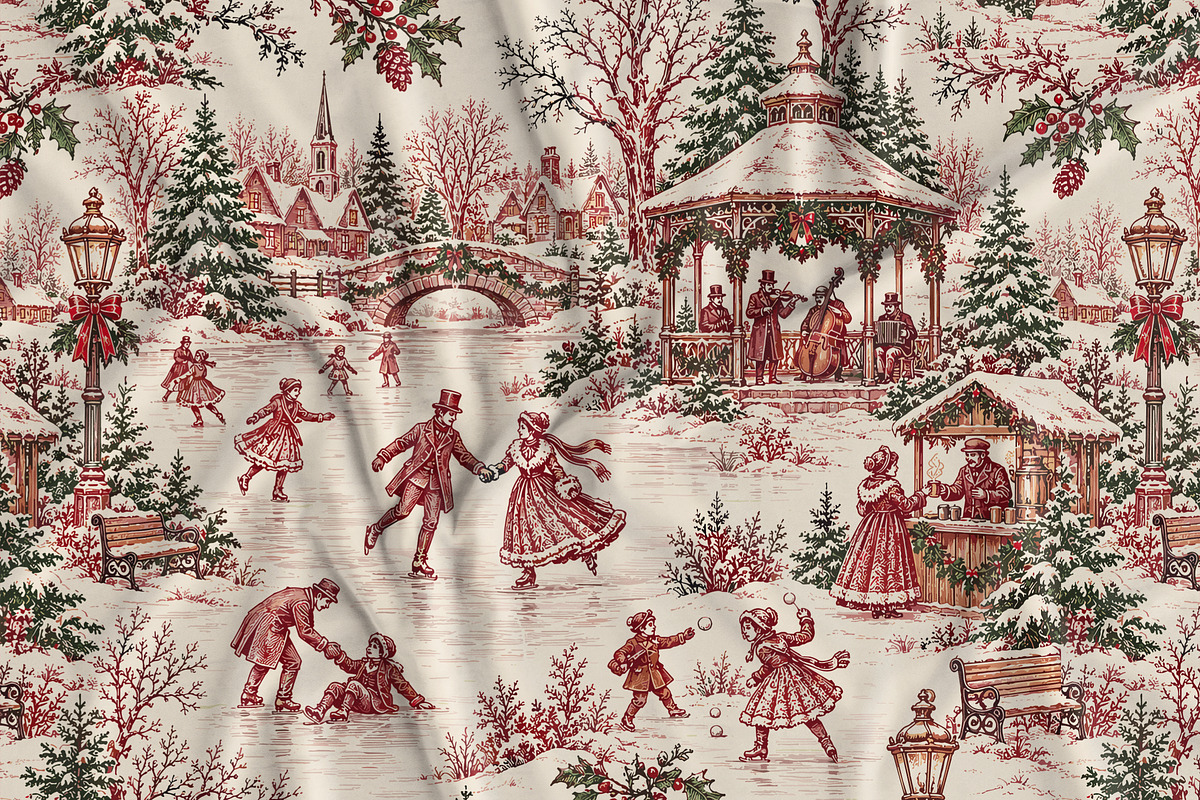 Winter Skating Festival Toile Design, a Pattern Graphic by Olya Creative (Photo 10 of 10)