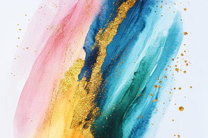 Abstract watercolor painting gold gl, an Abstract Photo by Pixeness Studio