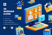 3D Virtual Seminar Icon Set, an Object 3D Model by Flat Icons (Thumbnail 1 of 8)