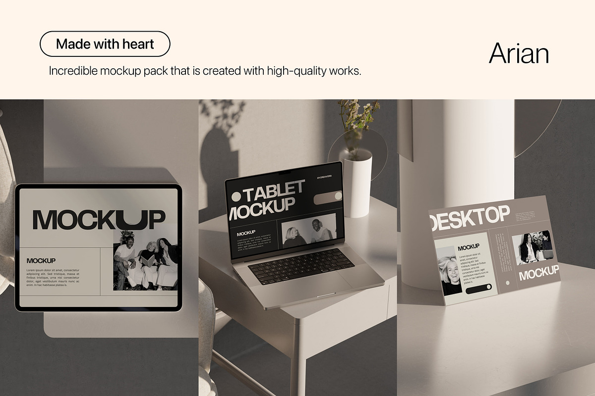 Arian - Minimal Mockup Bundle, a Device Mockup by Creavora (Photo 2 of 8)