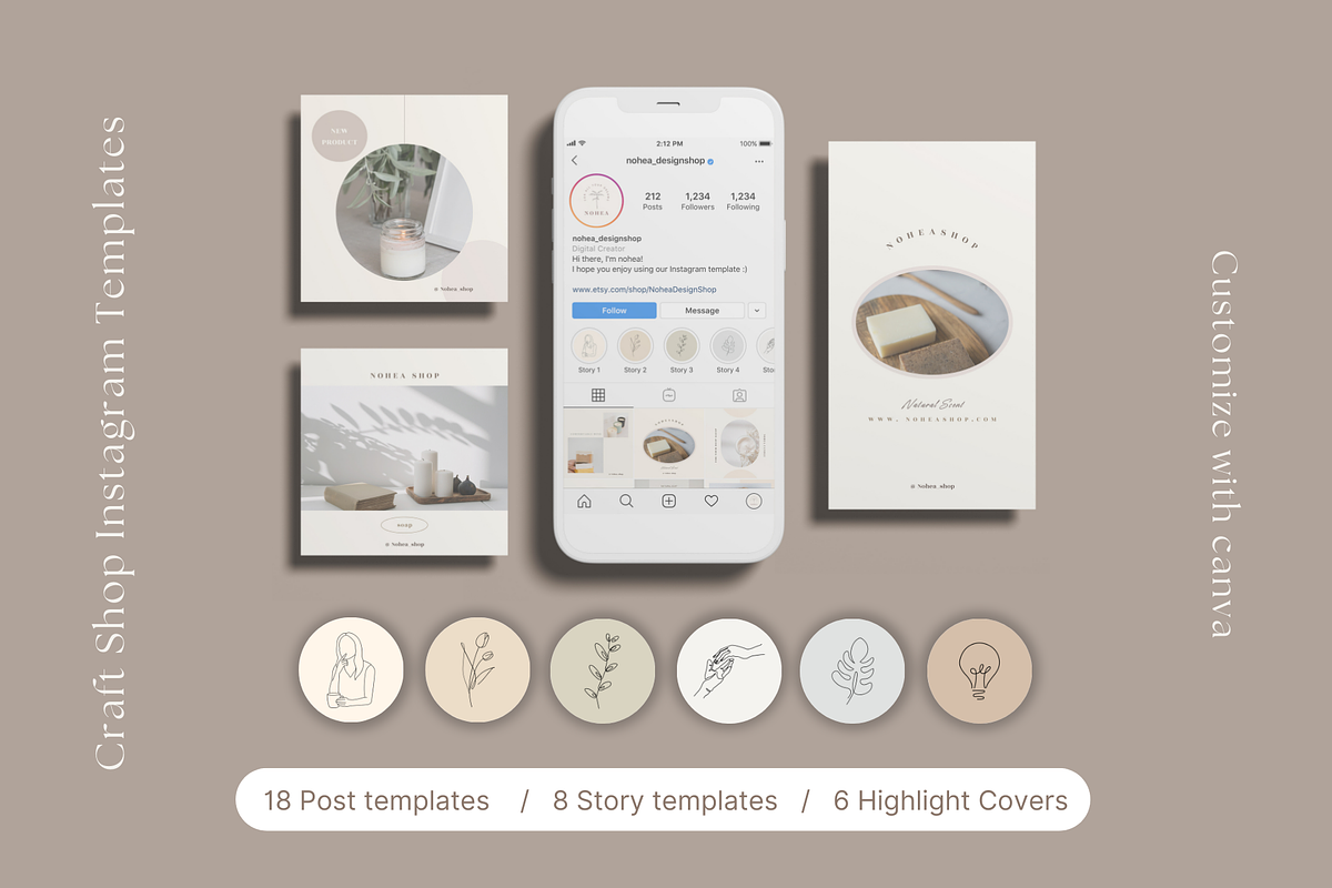 Beige Craft Shop Instagram Template, a Social Media Template by NoheaDesignShop (Photo 3 of 11)