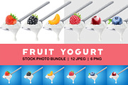 Fruit yogurt on spoons, an Object Graphic by Fruits+Veggies (Thumbnail 1 of 14)