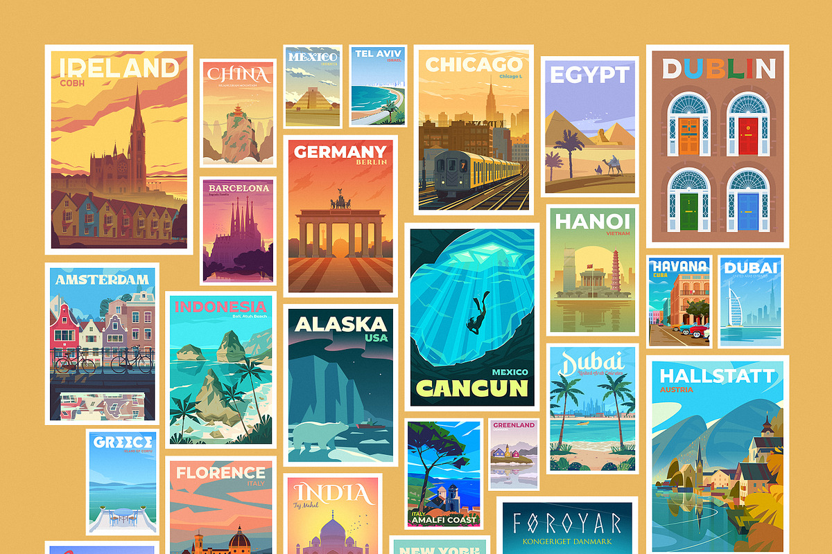 Travel Posters. Mega Bundle., a Decorative Illustration by Red Monkey (Photo 4 of 20)