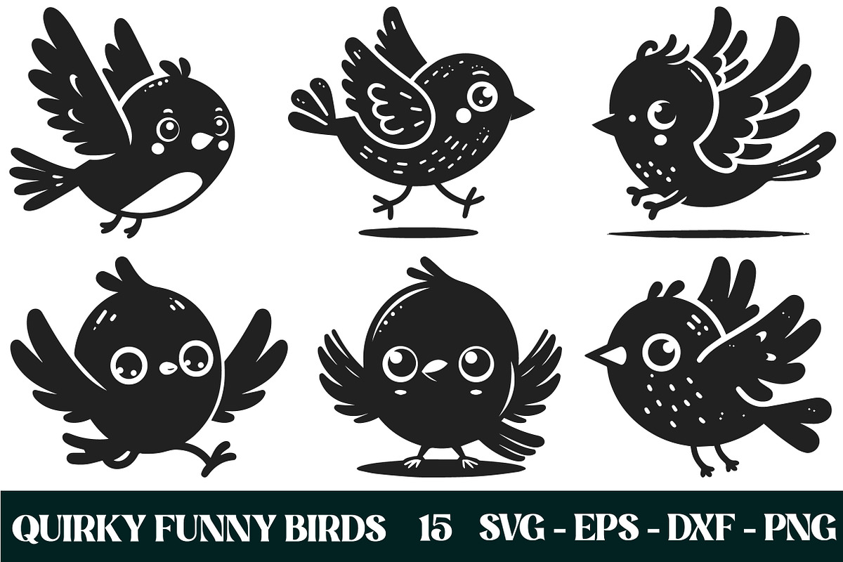 Quirky Funny birds Bundle, an Object Illustration by Libby Wishes (Photo 1 of 5)