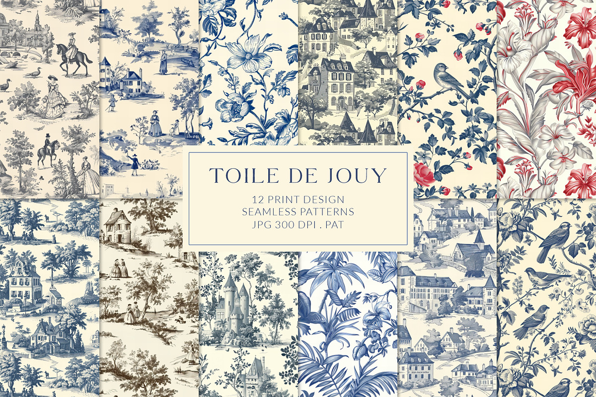 Toile Vintage Print Design Patterns