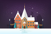 Winter, Christmas holiday cityscapes, a Decorative Illustration by Good Studio (Thumbnail 3 of 8)