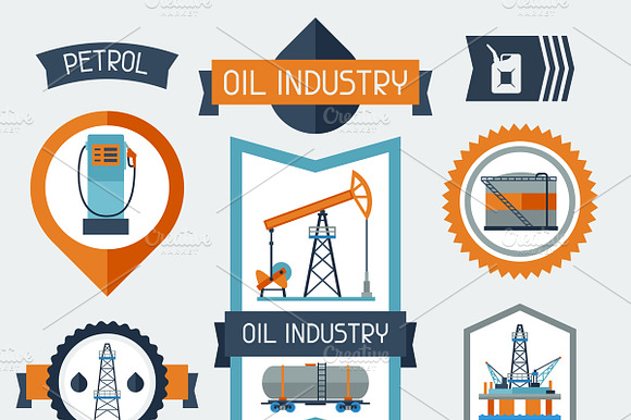 Oil Industrial Badges And Labels.