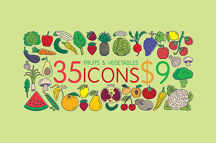 35 Icons - Fruits & Vegetables