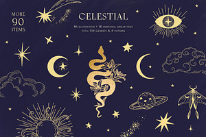 Solar & lunar. Sparkle of the planet, a Decorative Illustration by Summer Nightingale Art