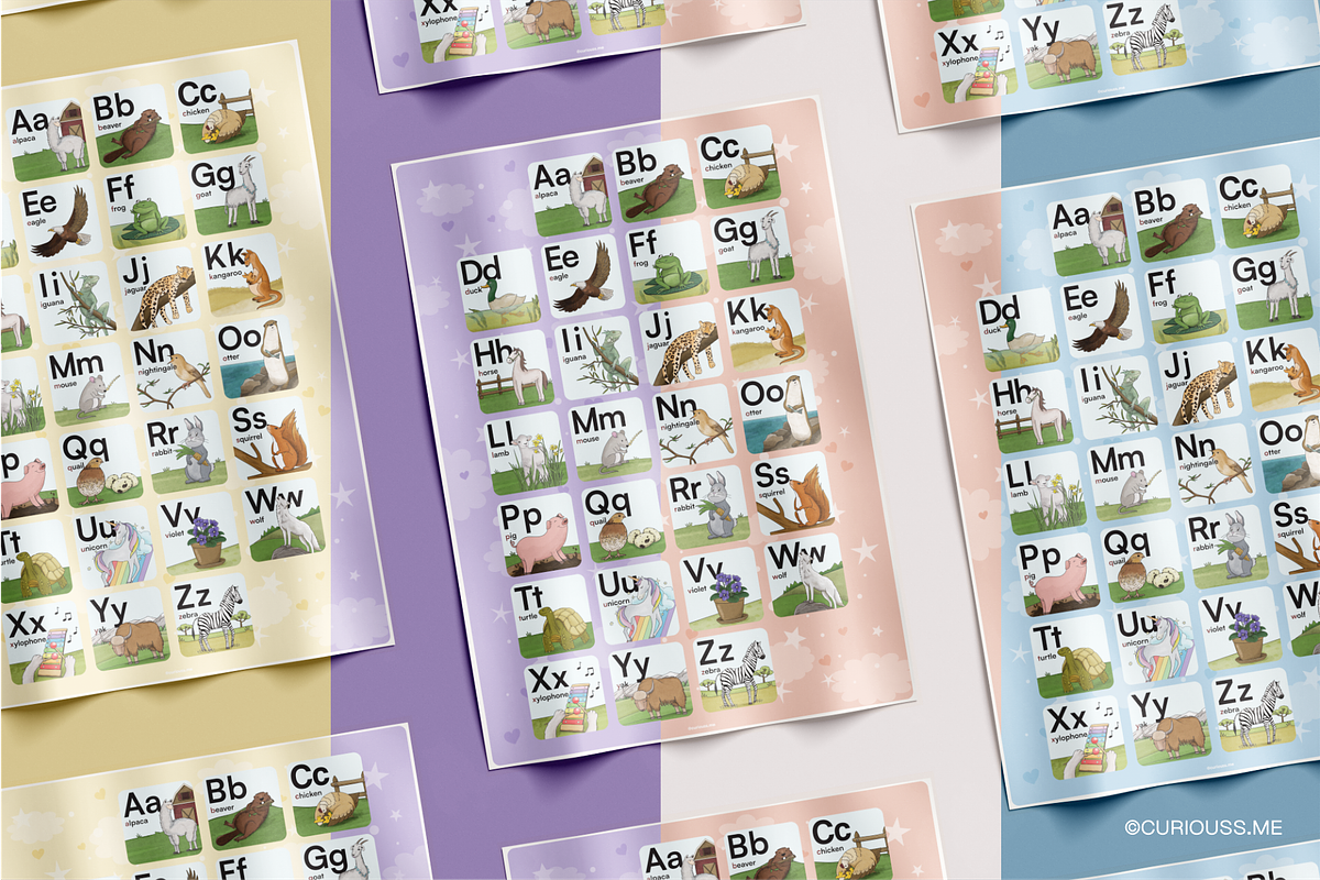 Printable Animal Alphabet For Kids, an Education Illustration by Curiouss (Photo 3 of 10)