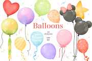 Colorful Watercolor Balloons Decor, a Decorative Illustration by ArtGiftsStudio (Thumbnail 1 of 5)