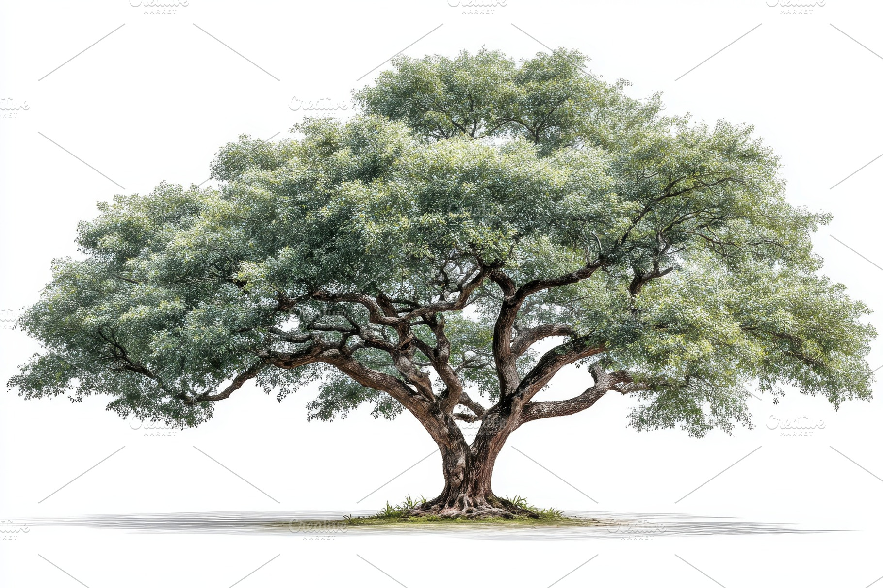 Majestic tree isolated on white back, a Photo by Pixeness Studio
