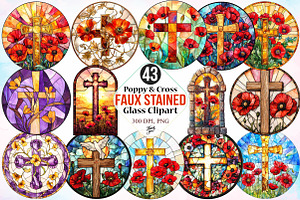 Poppy & Cross Faux Stained Glass PNG, a Seasonal Illustration by Canvas Craft