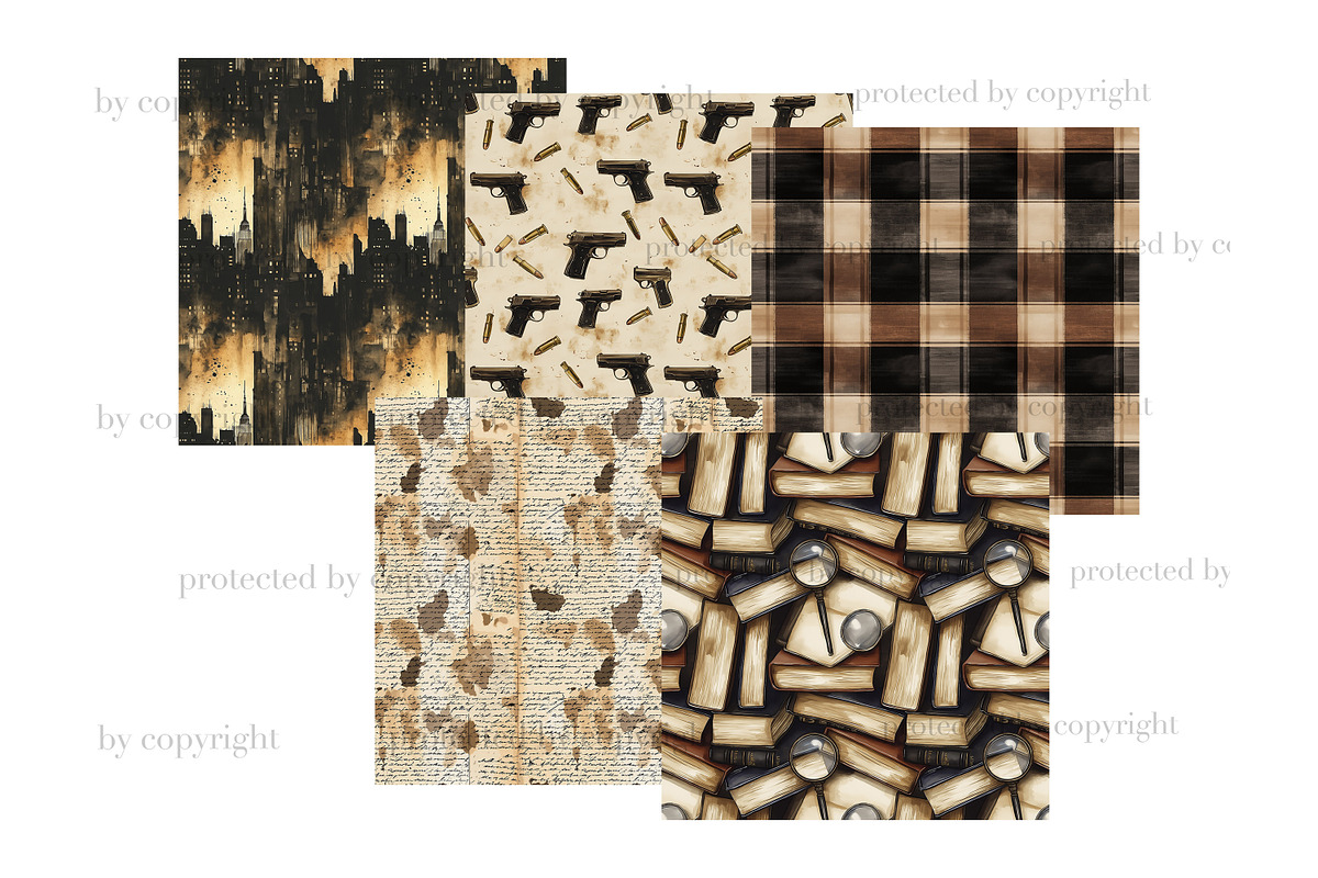 Detective Digital Paper, a Pattern Graphic by GlamArtZhanna (Photo 3 of 4)