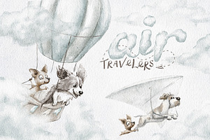 Air Travelers. Hot Air, Hang Glider