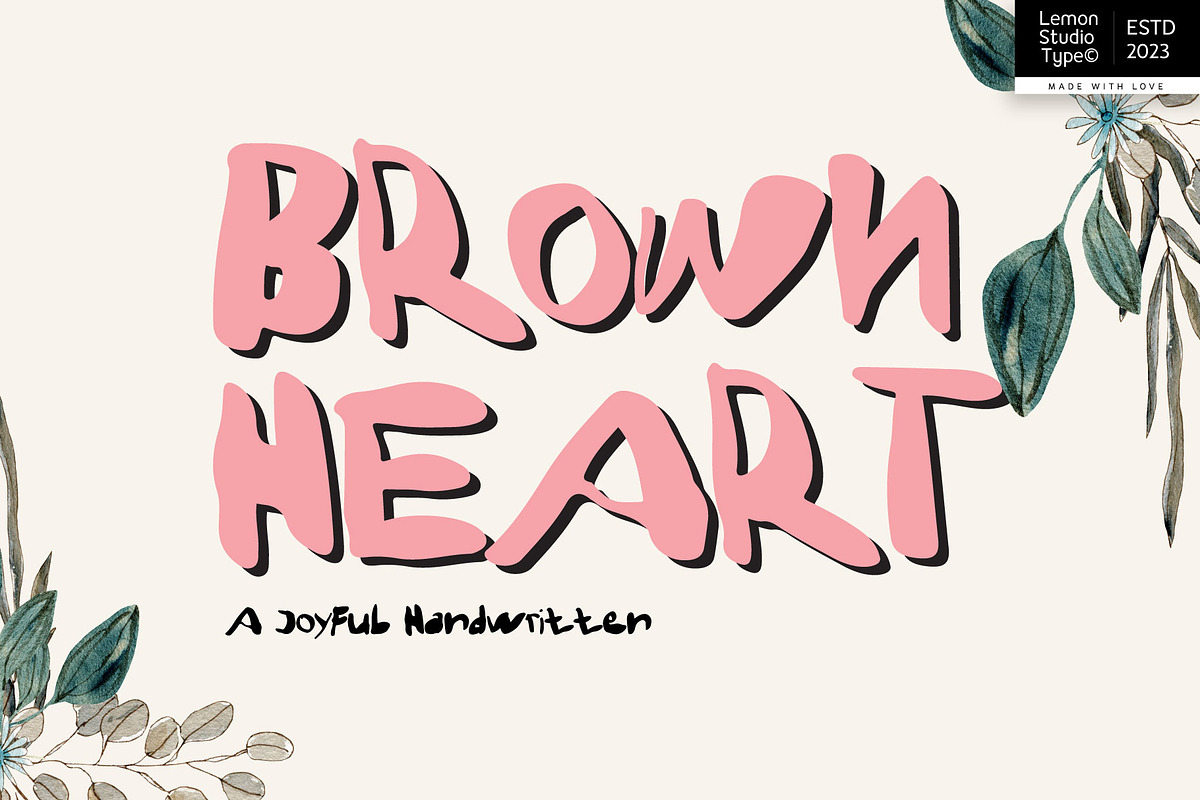 Brown Heart - Cute Handwritten, a Handwritten Font by Lemon Studio Type (Photo 1 of 6)