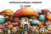 Watercolor Whimsical Mushroom Bundle, an Illustration by Creative Art (Thumbnail 1 of 10)