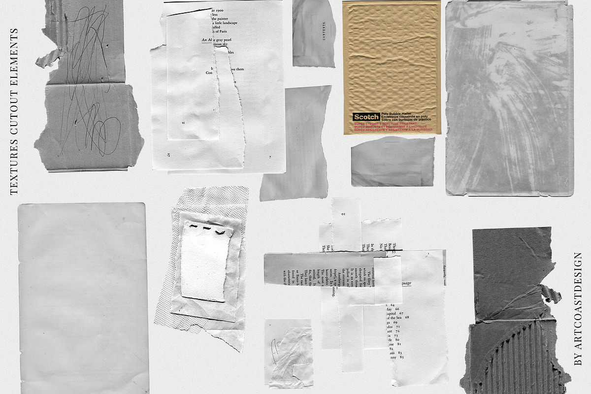 Grunge Paper Collage & Scribbles, a Texture Graphic by nadispasibenko (Photo 7 of 16)