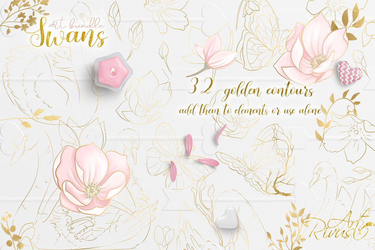 Swans wedding baby shower clipart, an Animal Illustration by RivusArt (Photo 6 of 10)