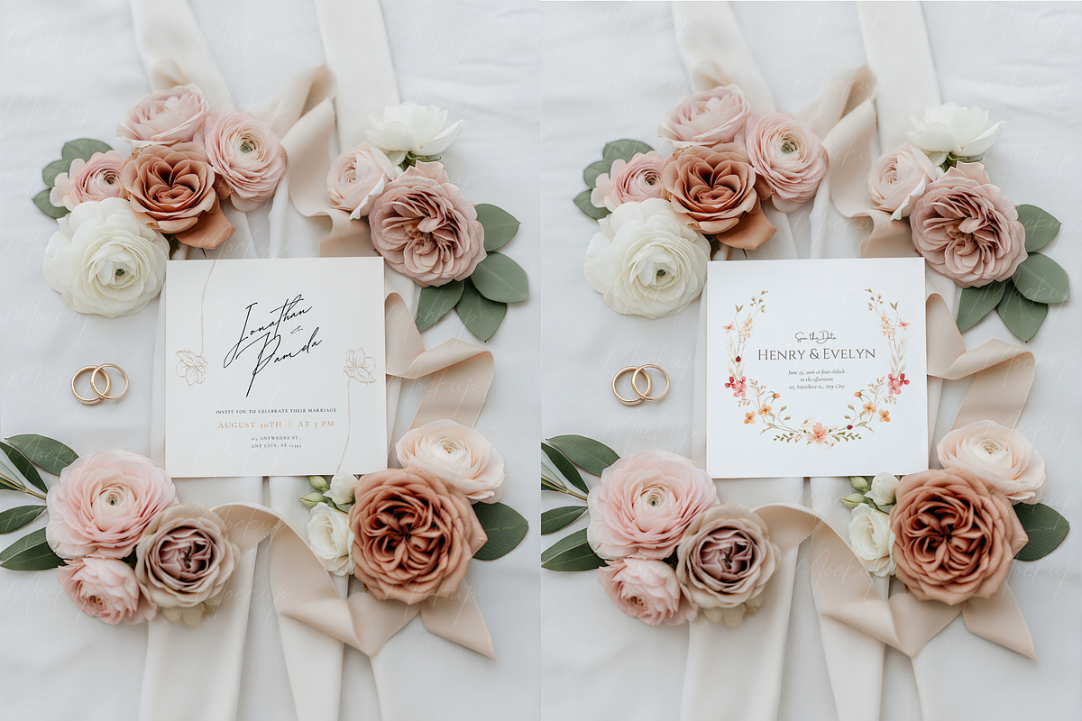 Square Wedding Mockup Boho Floral, a Product Mockup by TatiMockup (Photo 3 of 3)