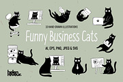 Funny Business Cats – Work & Office, an Animal Illustration by helenreveur (Thumbnail 1 of 5)
