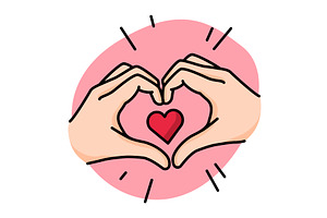 Hand Gesture Love Line Icon. Cute