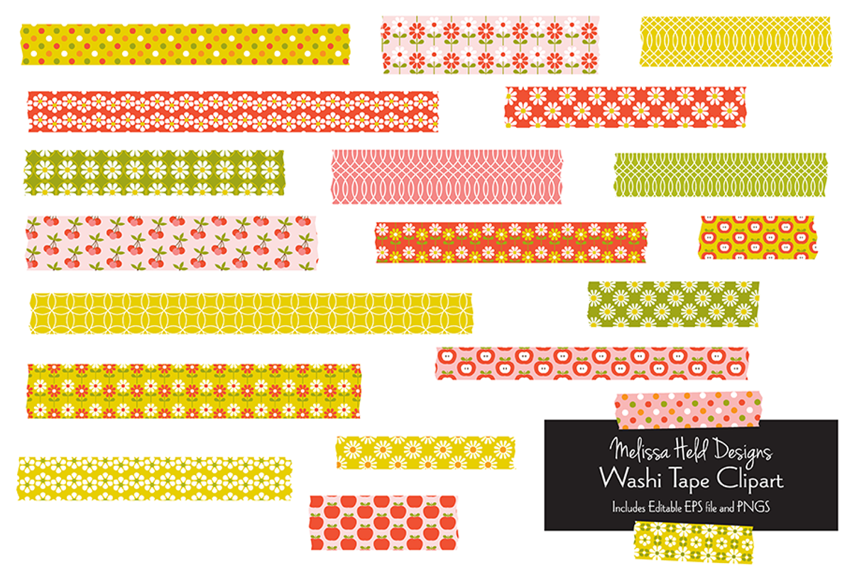 Vintage Pattern Washi Tape Clipart, a Pattern Graphic by Melissa Held Designs