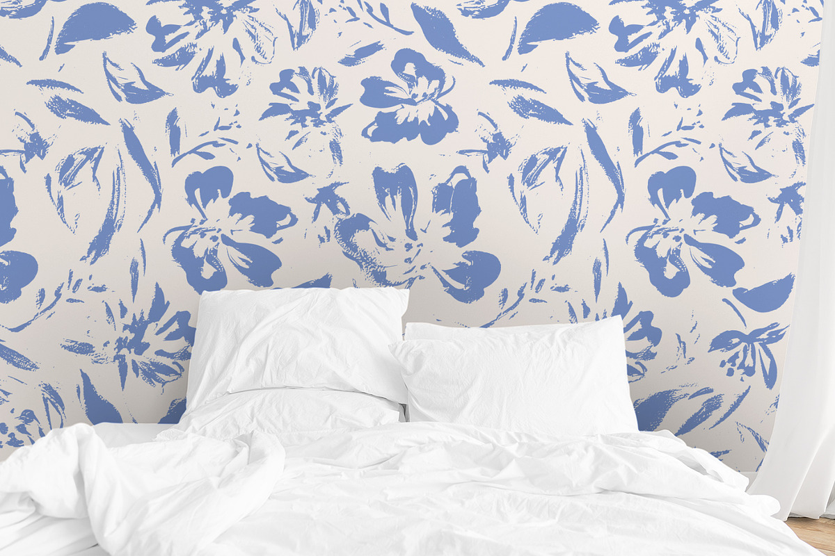 Blue Hand Painted Flowers, a Decorative Illustration by MalyskaStudio (Photo 2 of 15)