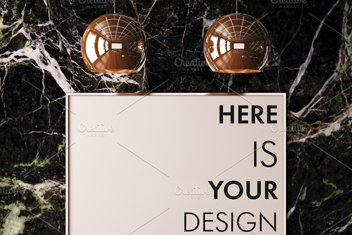 Mockup posters on a marble wall, a Print Template by FilL239 (Photo 7 of 13)