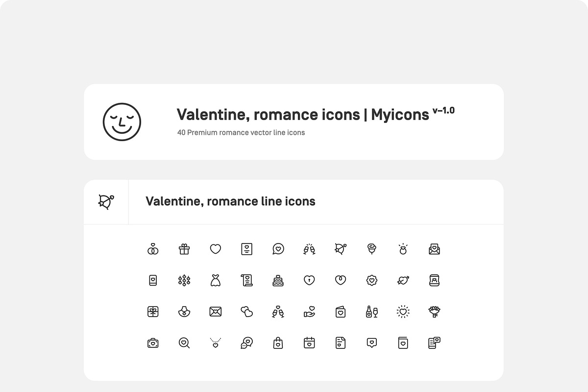 Valentine’s Day vector line icons, an Outline Icon by Myicons (Photo 3 of 3)