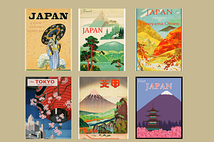 6 Vintage Japan Posters