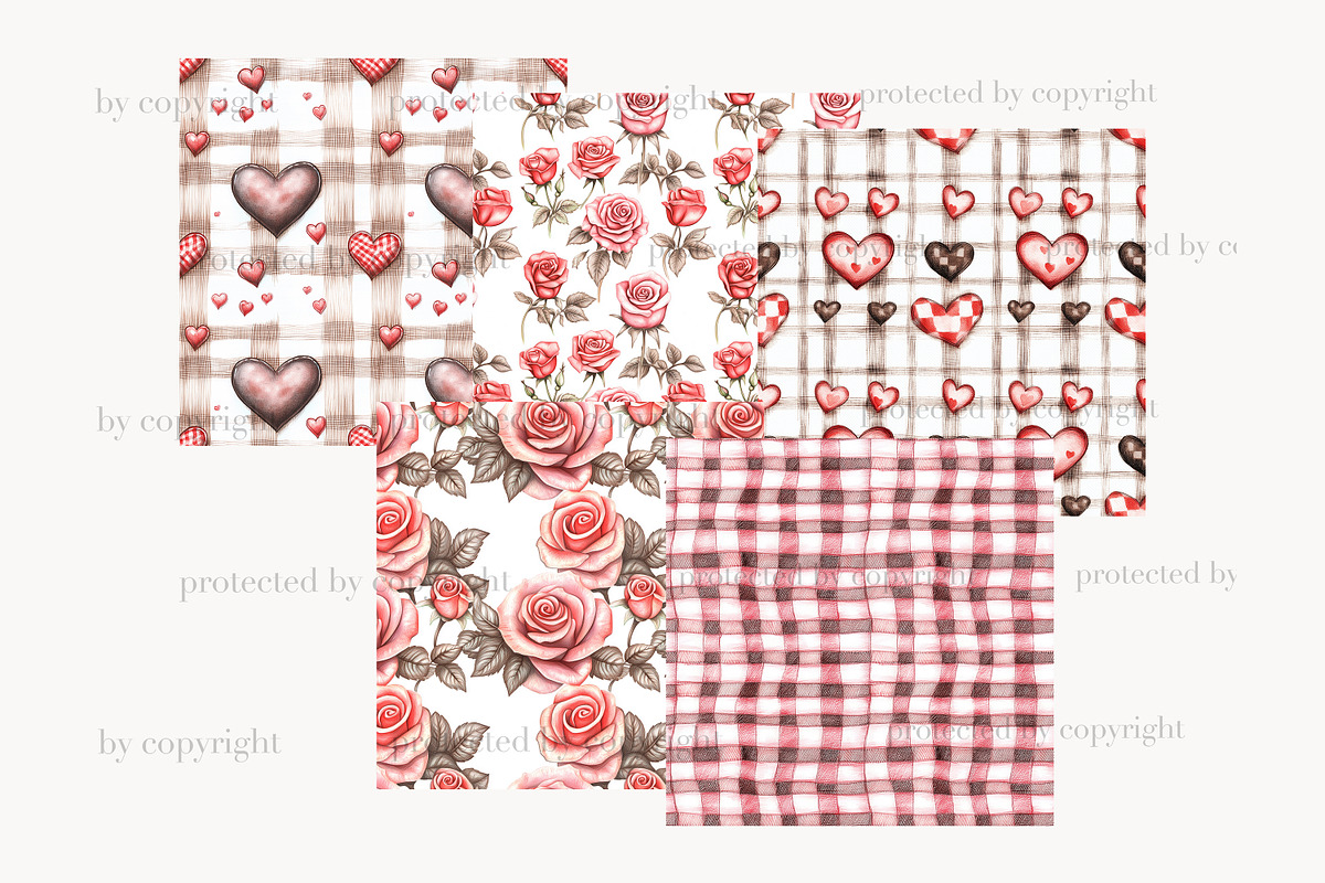 Romantic Valentines Day Digital Pape, a Pattern Graphic by GlamArtZhanna (Photo 4 of 4)