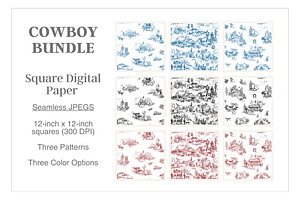 Cowboy Seamless Digital Paper Bundle