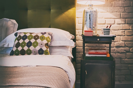 detail of cozy home bedroom, an Architecture Photo by ariadna de raadt