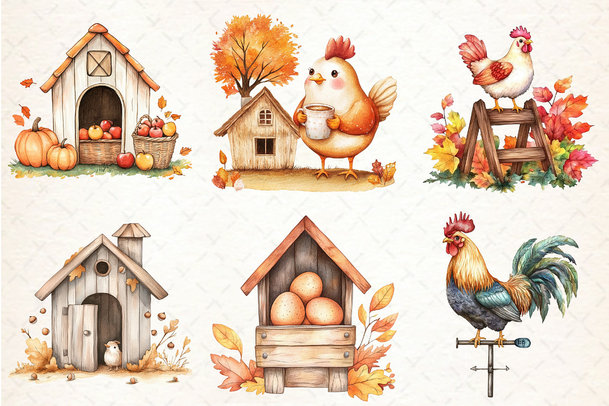 Autumn Chicken Coop Clipart, an Illustration by Libby Wishes (Photo 4 of 7)