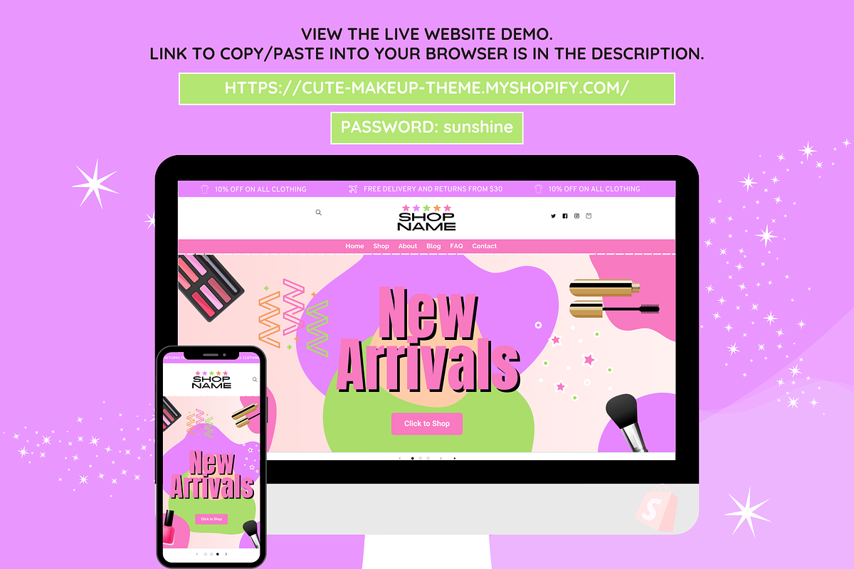 Cute Makeup Shopify Theme, a Shopify Template by SunshineStudioBoutique (Photo 5 of 9)