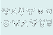 Adorable Baby Farm Animal Icon Set, an Outline Icon by MkStudio (Thumbnail 2 of 2)