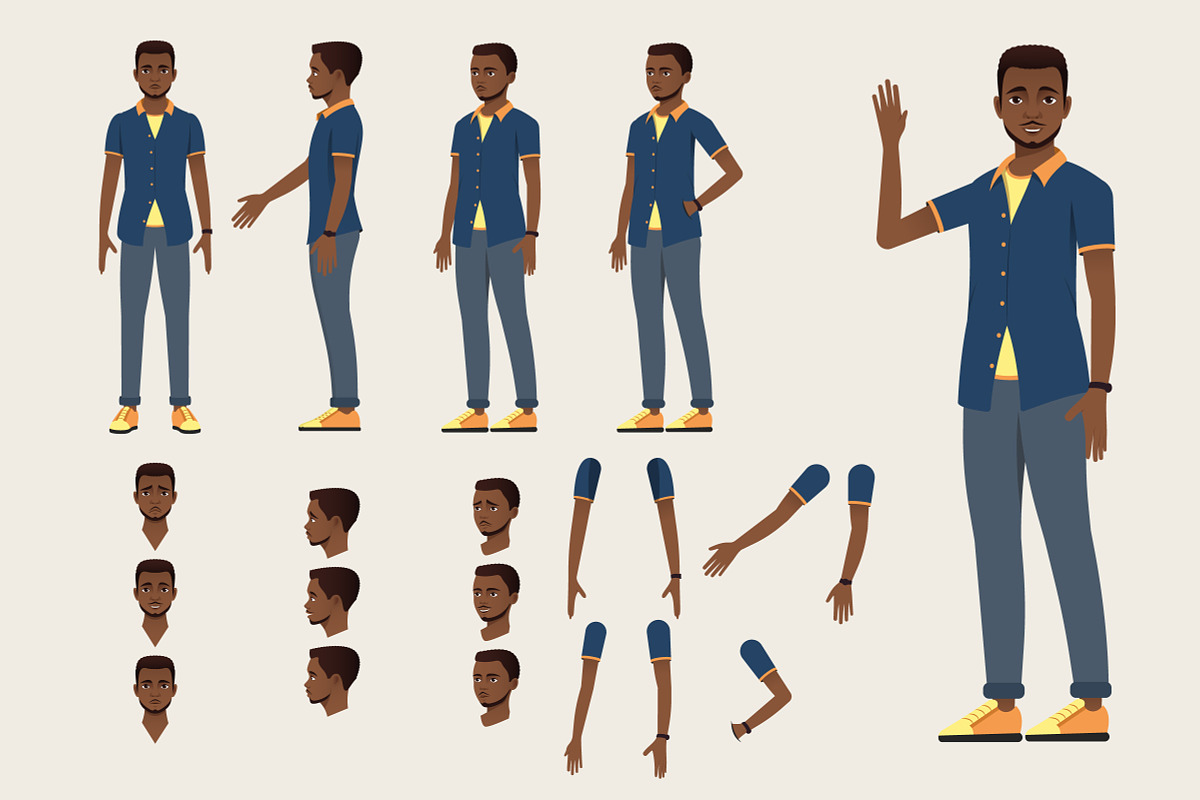 A cartoon character of a black male., a Person Illustration by AlexanderJiharev (Photo 1 of 5)