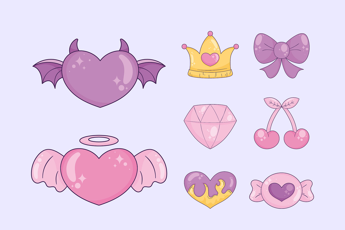 Cute Love and Romance Vector Icons preview 2