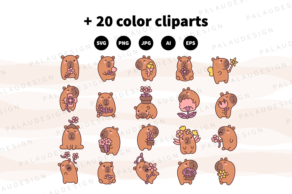 Kawaii Capybara with Flowers, a Seasonal Illustration by Palau (Photo 10 of 12)