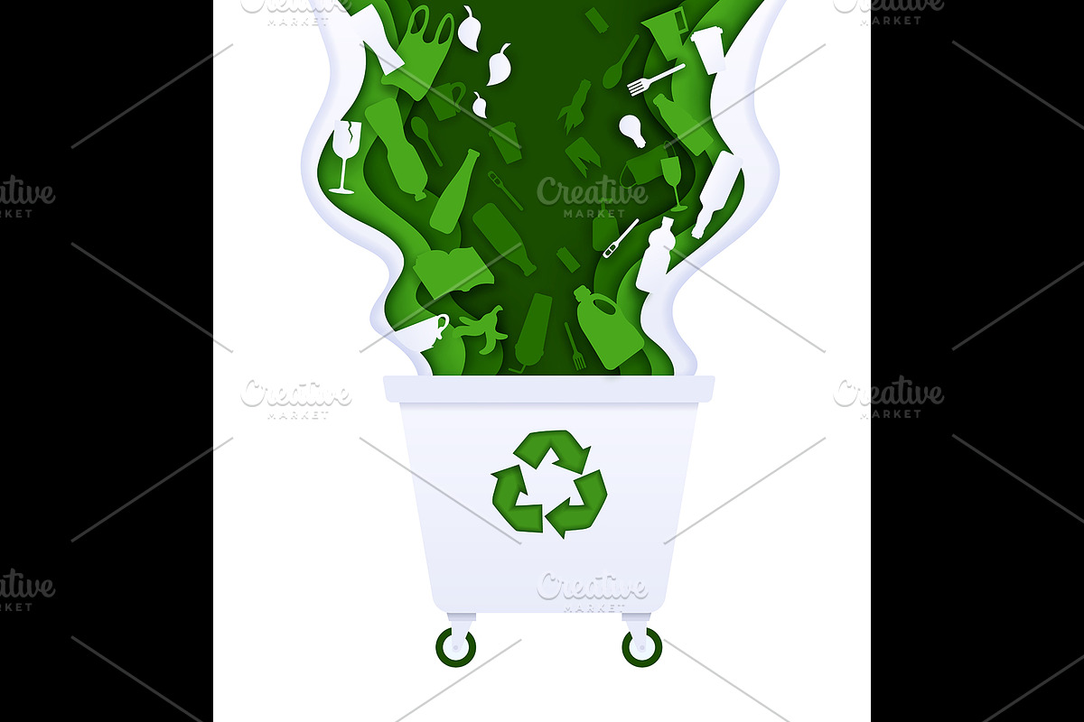 Paper cut plastic waste, garbage, a Decorative Illustration by Buch&Bee (Photo 1 of 3)