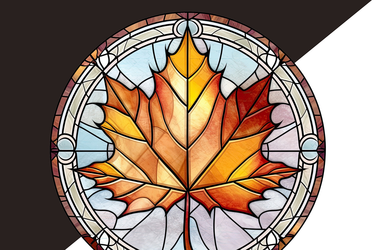 Autumn Leaves PNG Stained Glass, a Seasonal Illustration by Tanya Kart (Photo 7 of 7)