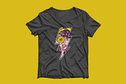 woman holding a donut with lightning, an Illustration by gunaonedesign (Thumbnail 3 of 4)