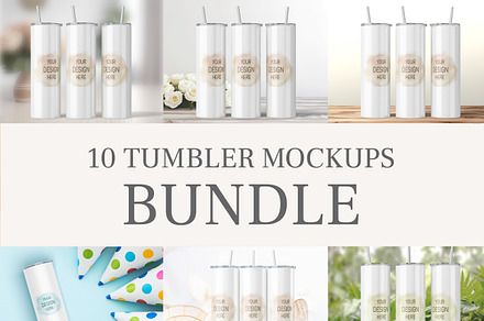 20oz Skinny Tumbler Mockup Bundle, a Cups & Container Mockup by MockupsBox
