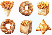 Watercolor Street Food Clipart, an Illustration by CraftArtStudio (Thumbnail 3 of 6)