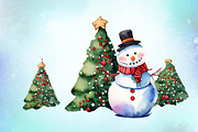 Cute Christmas Snowman Clipart, a Seasonal Illustration by Craft Nest (Thumbnail 2 of 5)