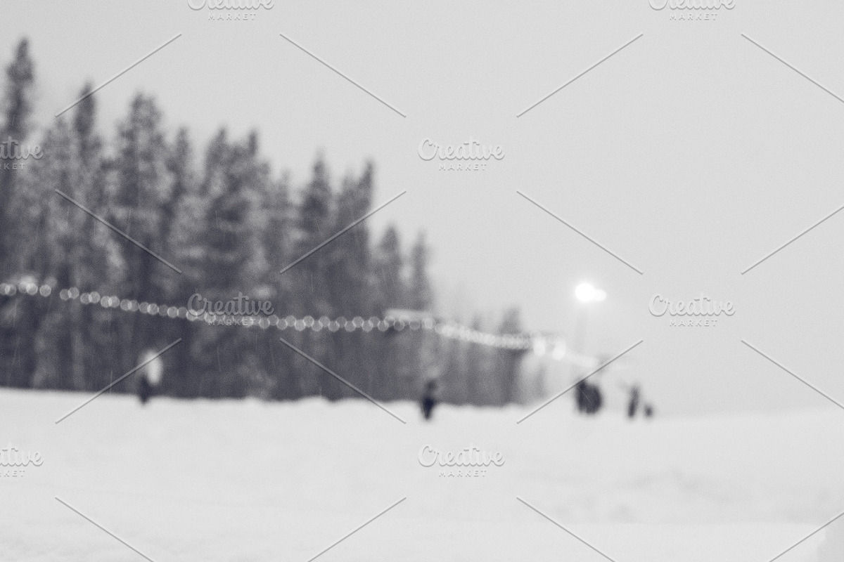Log bench with snow and Lights, a Templates & Theme by Suzo Images