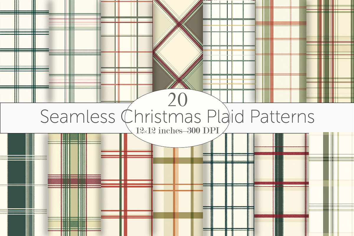 Seamless Christmas Plaid Patterns, a Pattern Graphic by Design Market (Photo 1 of 3)
