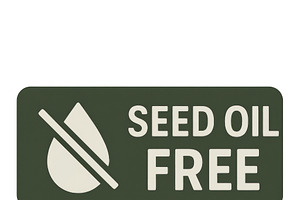 Seed oil free label featuring a drop, an Illustration by Dvoevnore photos